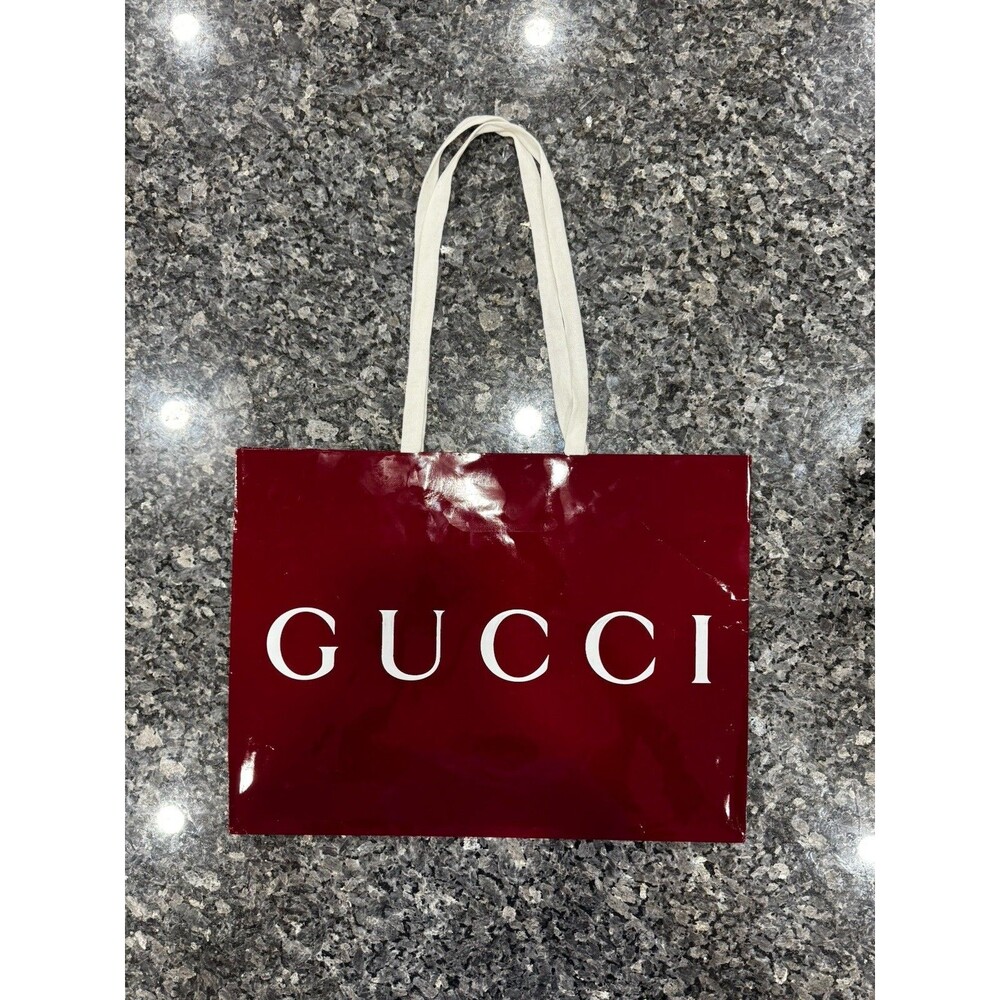 Authentic Gucci Shopping Gift Bag Only Red Burgundy Paper Large 19"x14"x7"